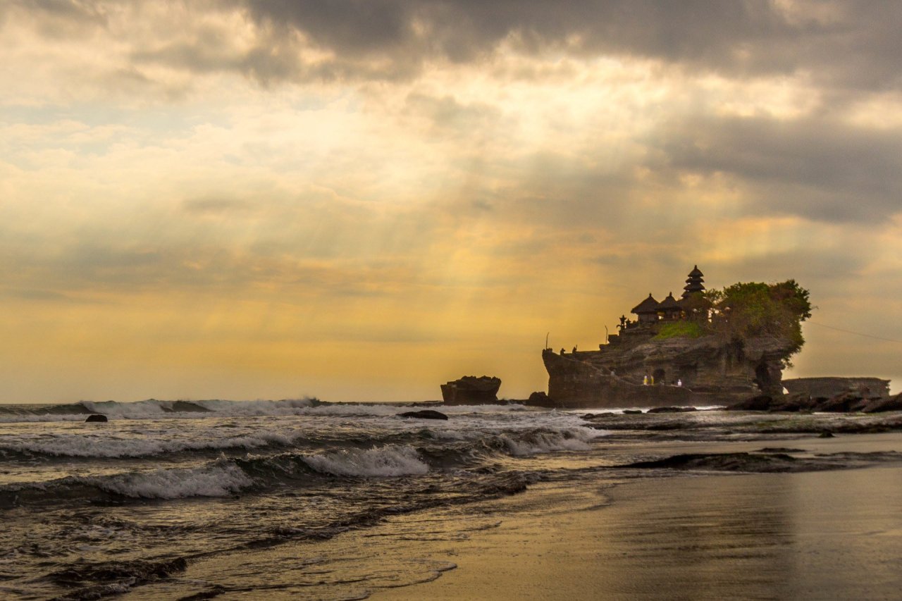 An image of the temple Tanah Lot in Bali, Indonesia at sunset 